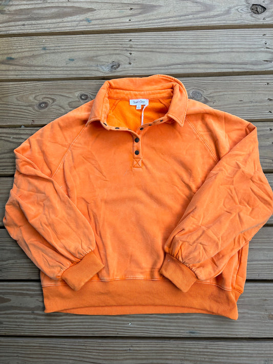 Snap Collar Orange Sweatshirt