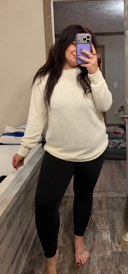 Ribbed Long Sleeve-cream
