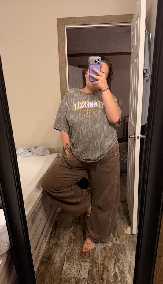 Acid Wash Barrel Sweatpants-Mocha