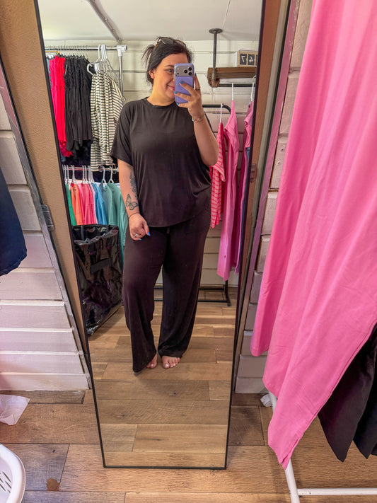 Relaxed Fit Lounge Set-Black