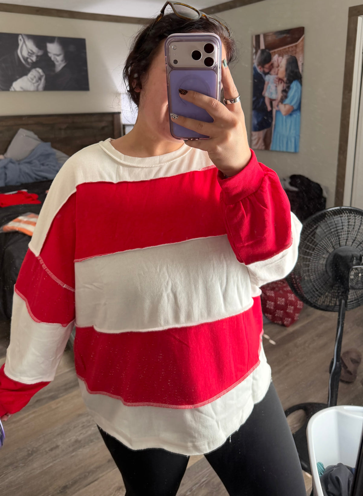 Striped pullover-red and white