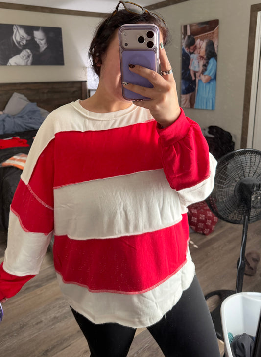 Striped pullover-red and white