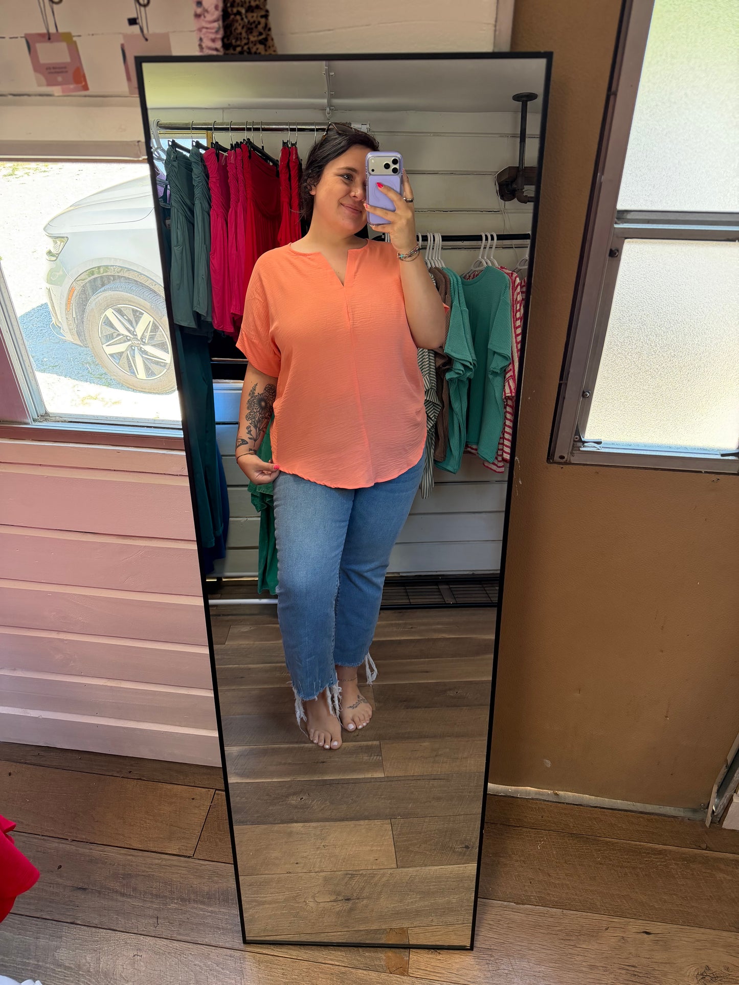 Summer Airflow Top-Coral