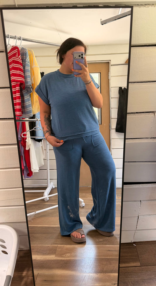 Cotton Slub Set-Dusty Blue