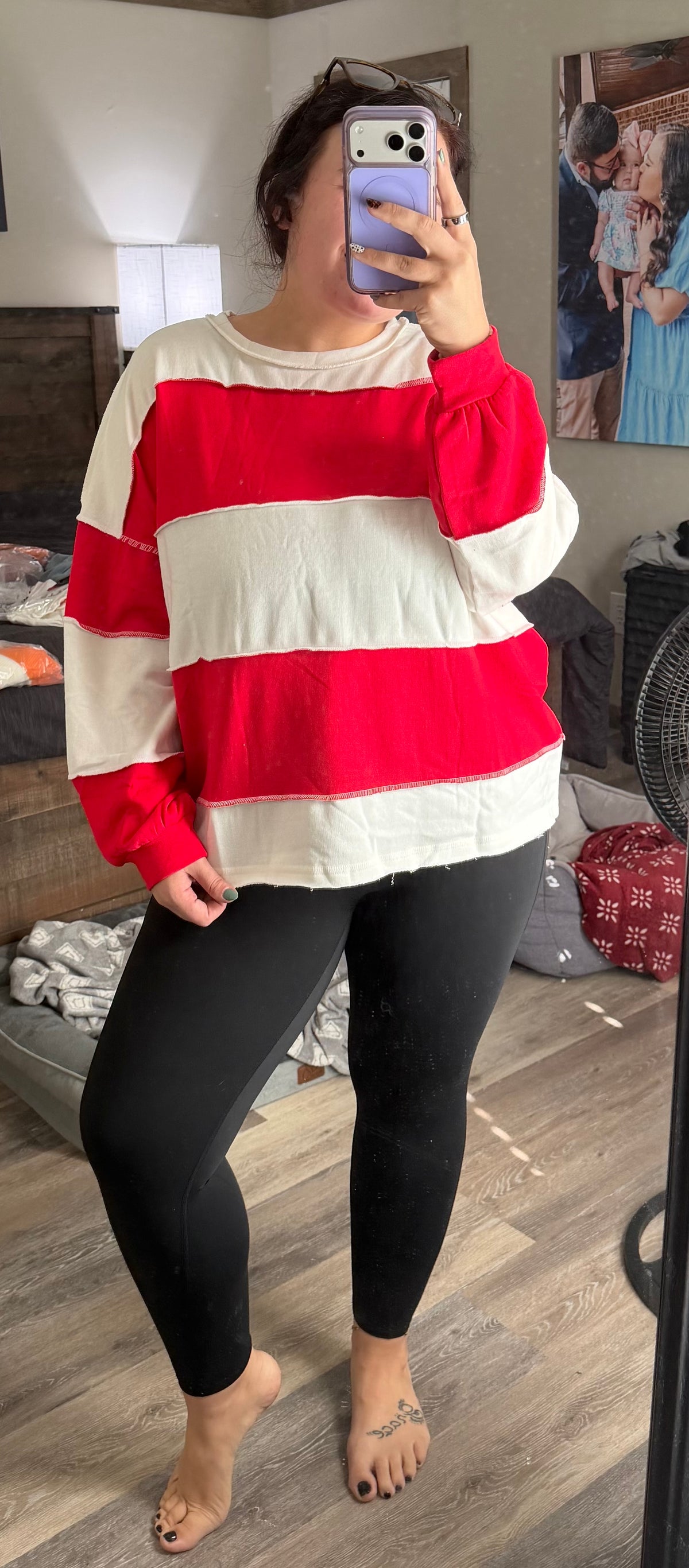 Striped pullover-red and white