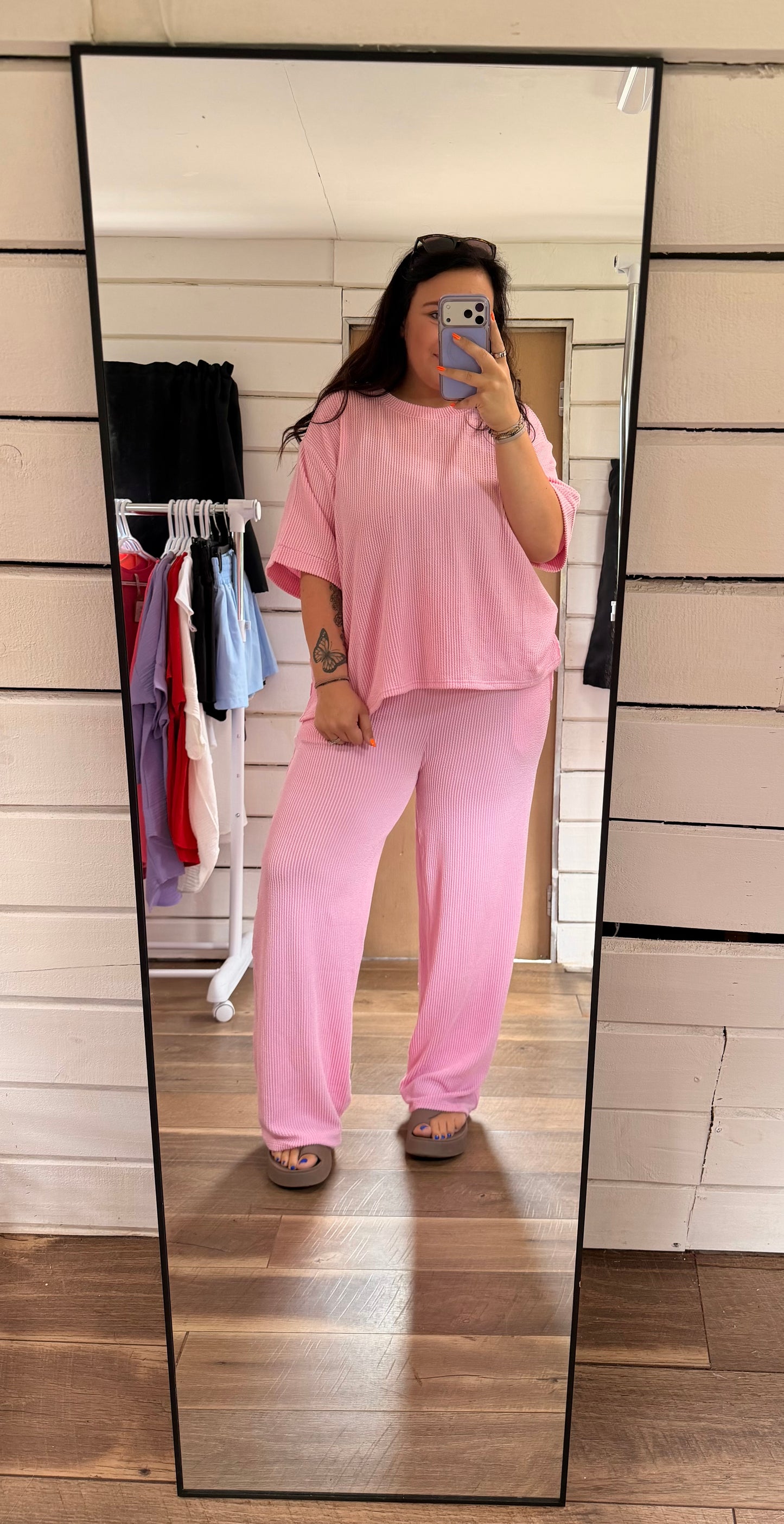 PLUS Light Pink Ribbed set