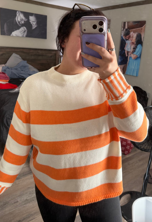 Striped Orange and White Sweater
