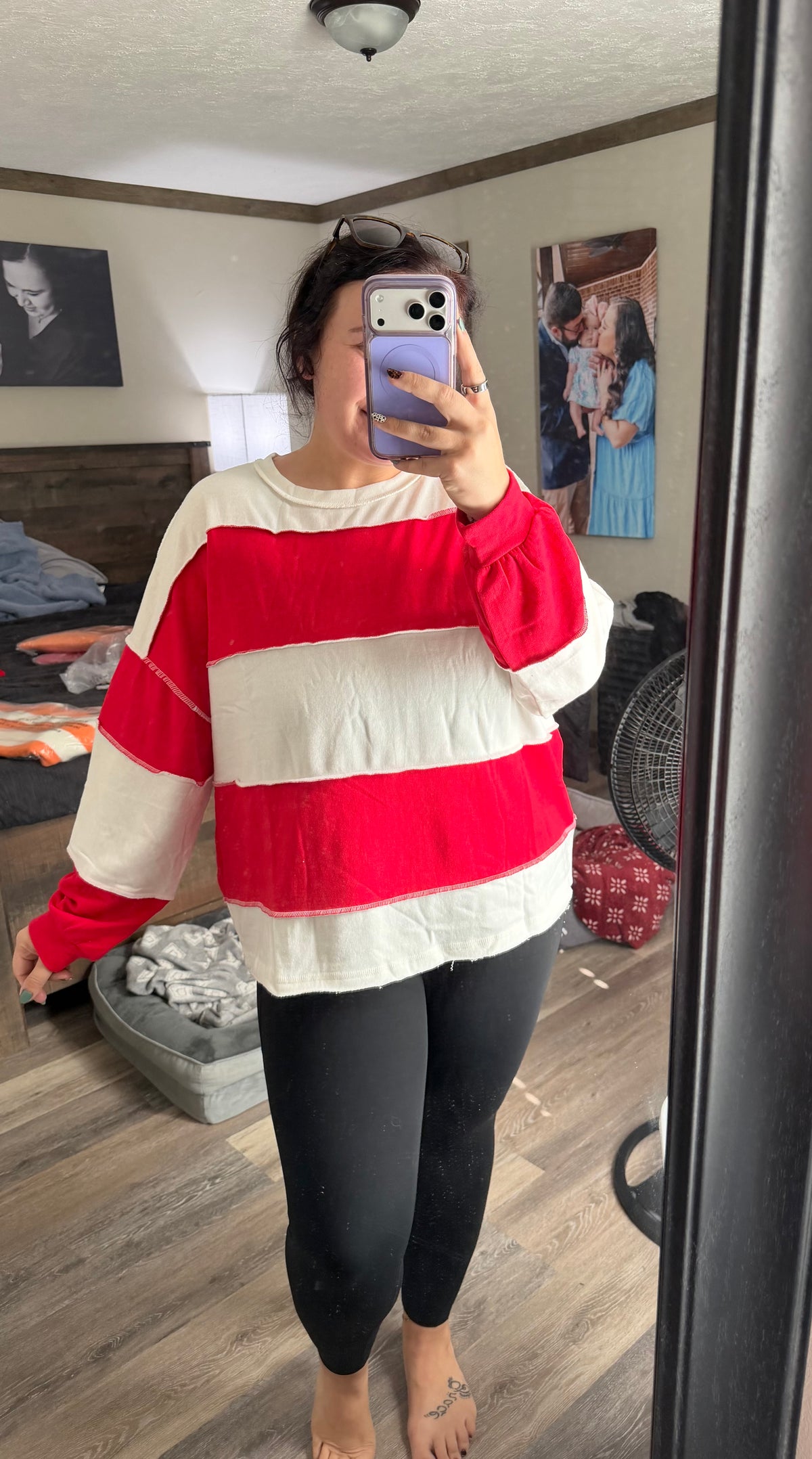 Striped pullover-red and white