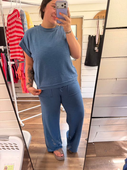 Cotton Slub Set-Dusty Blue