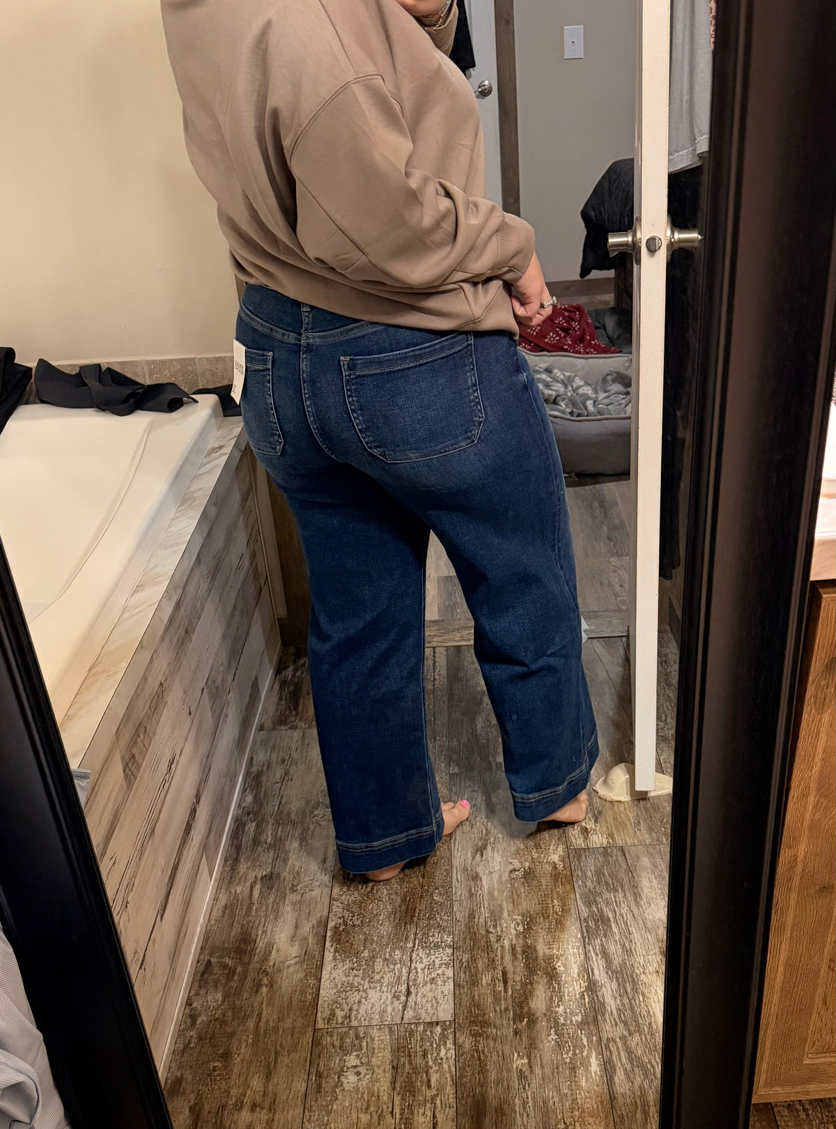 High Rise Pintuck Denim