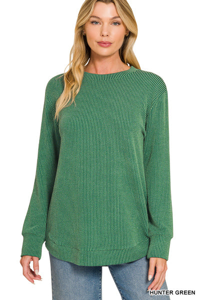 Ribbed Long Sleeve-Hunter Green