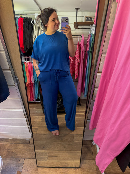 Relaxed Fit Lounge Set-Navy