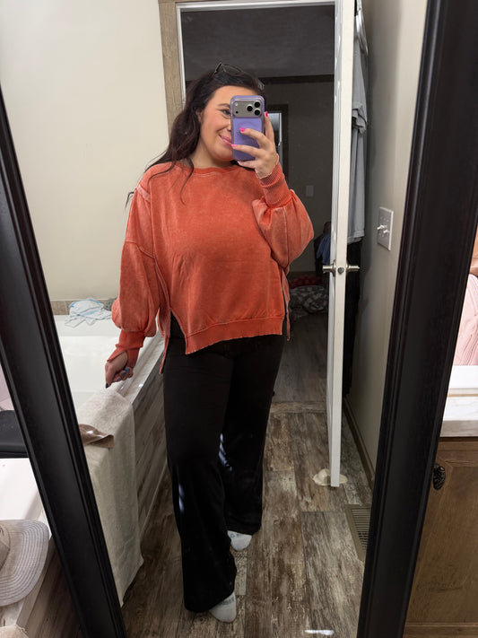 Oversized Sweatshirt-Burnt Orange