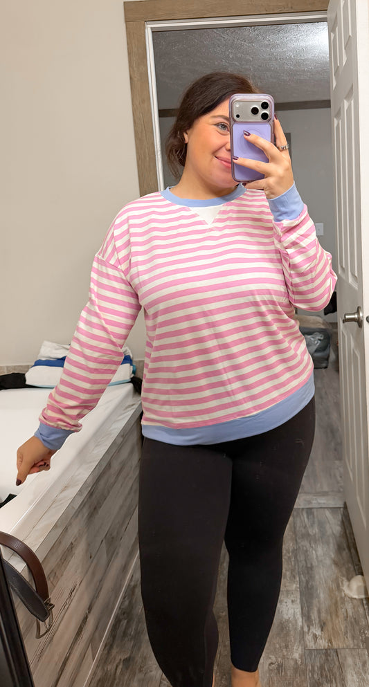 Striped Pullover-Pink/Blue