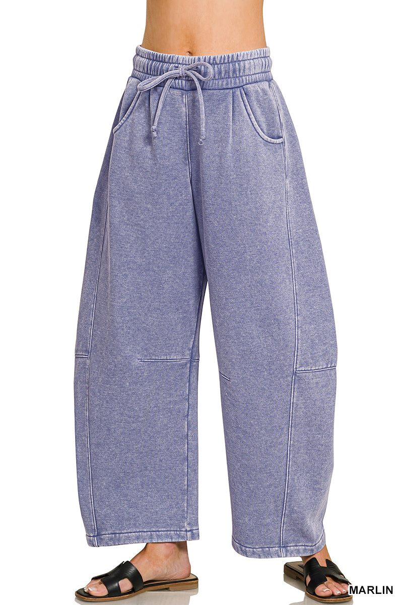 Acid Wash Barrel Sweatpants-Marlin