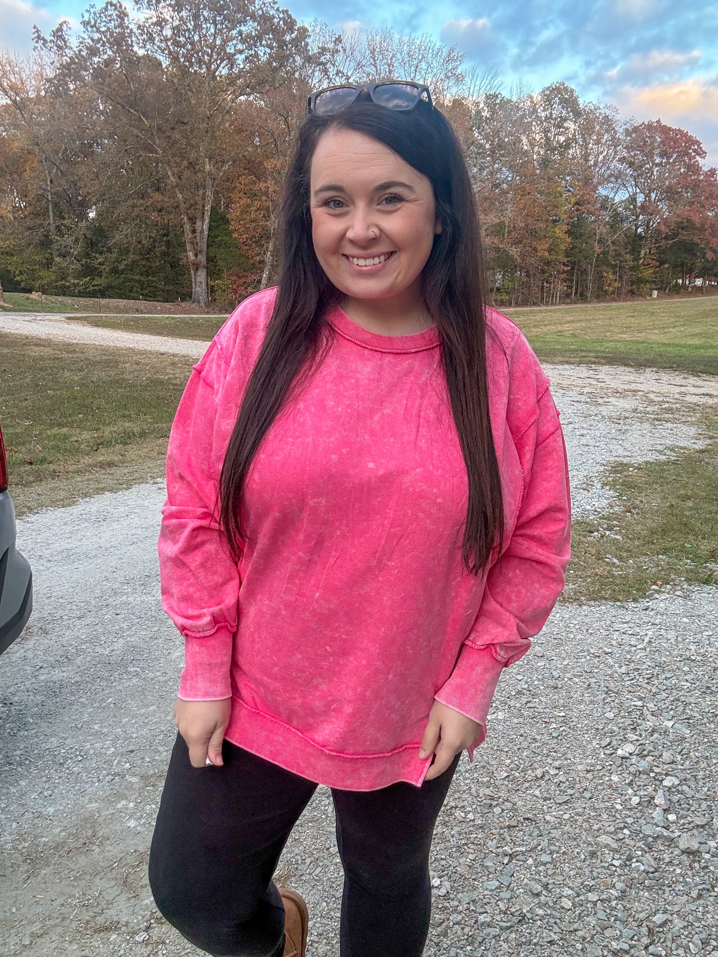 Pink Exposed Seam Pullover