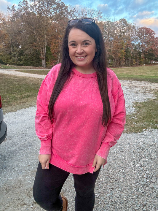 Pink Exposed Seam Pullover