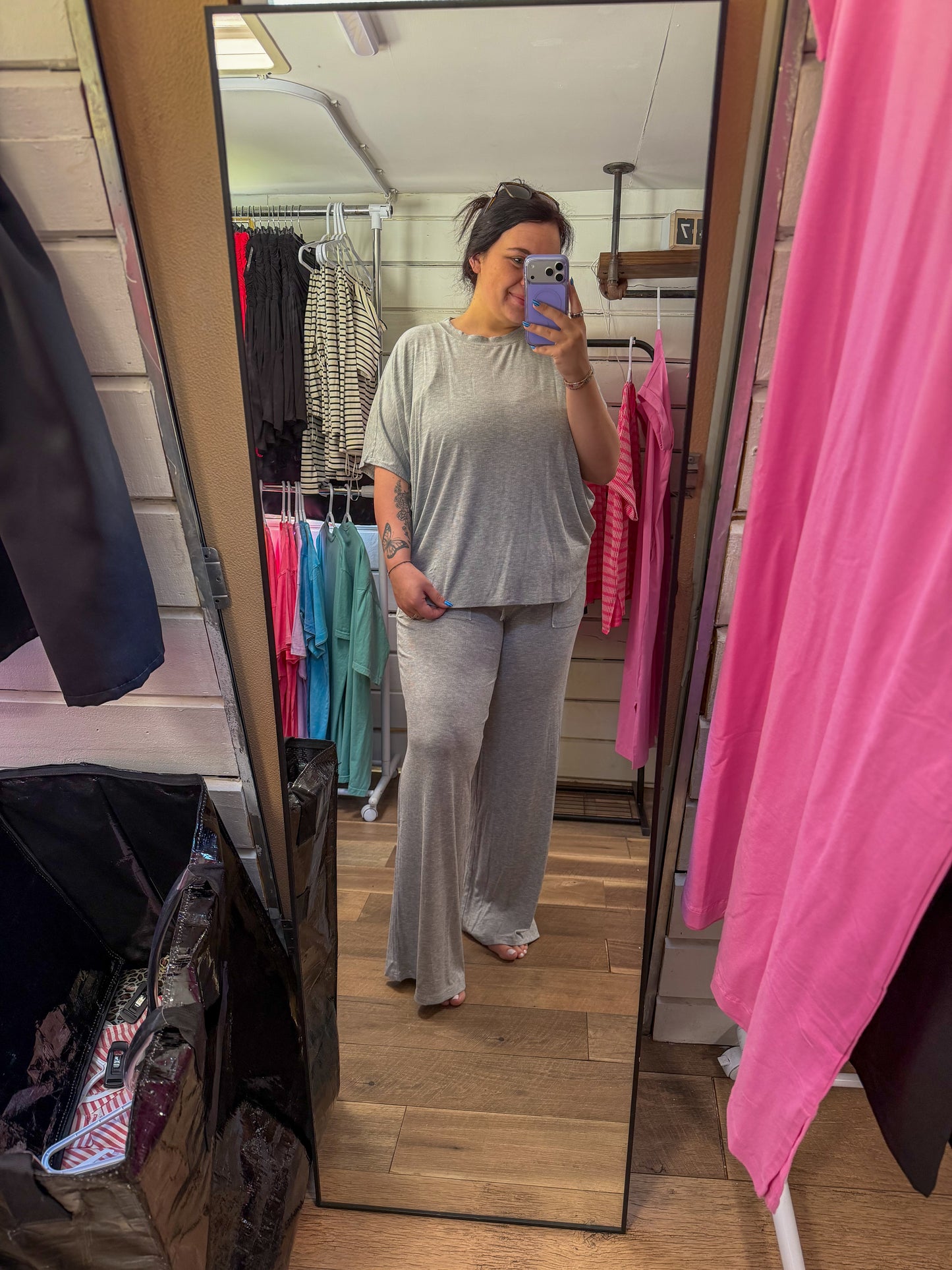 Relaxed Fit Lounge Set-Gray