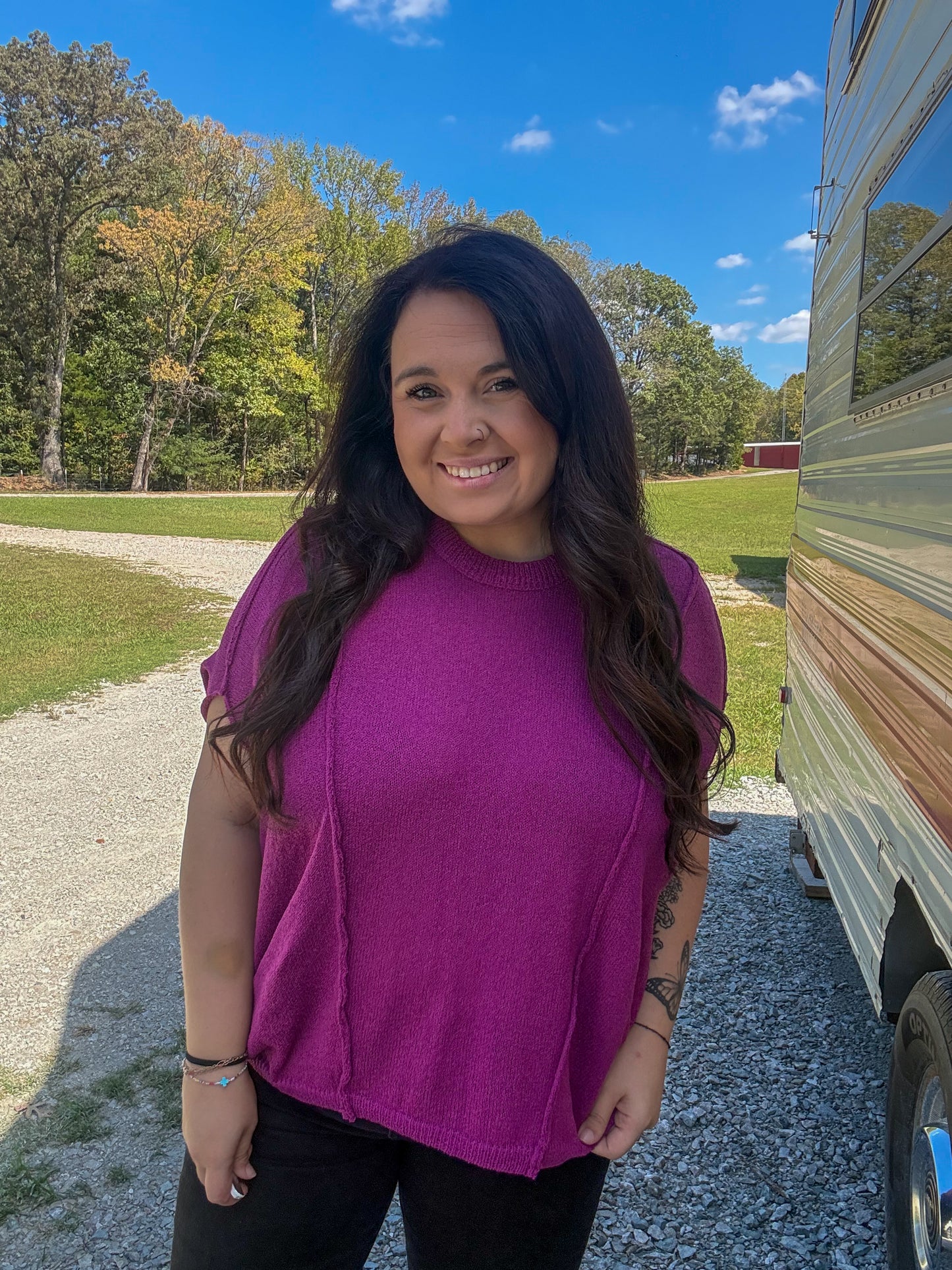 NEW Short Sleeve Relaxed Knit Pullover