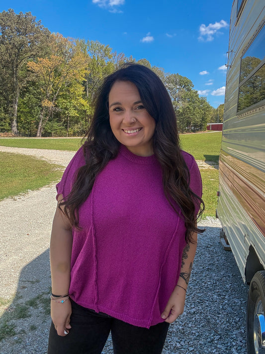 NEW Short Sleeve Relaxed Knit Pullover