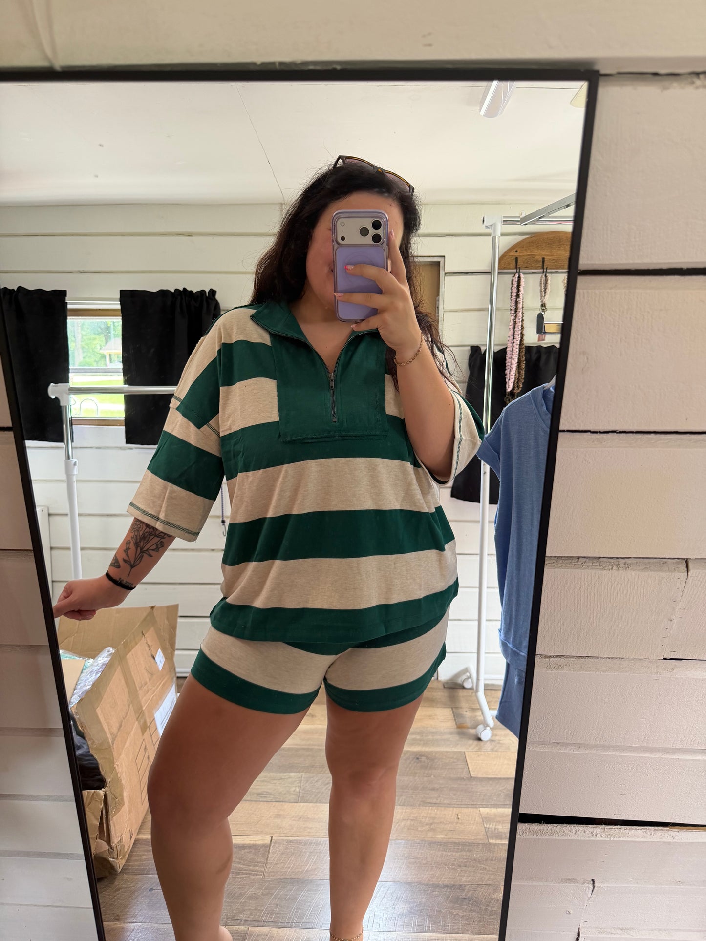 Color block Set-Hunter Green