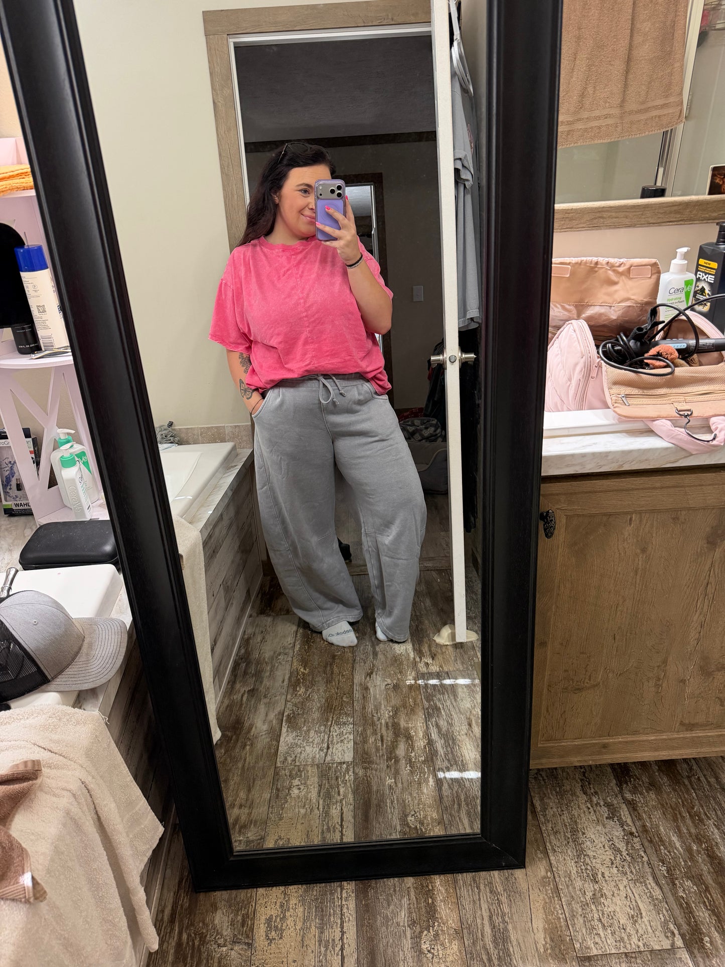 Acid Wash Barrel Sweatpants-Sleet