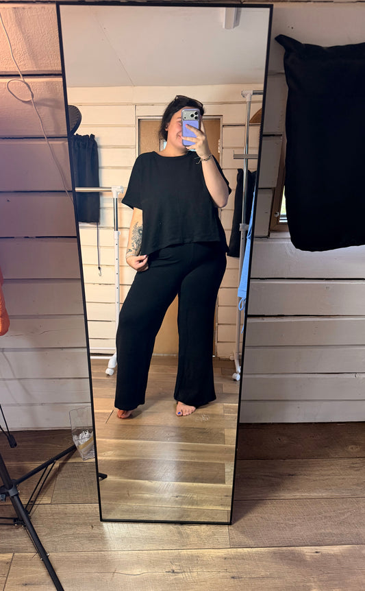 Cotton Pant Set-Black