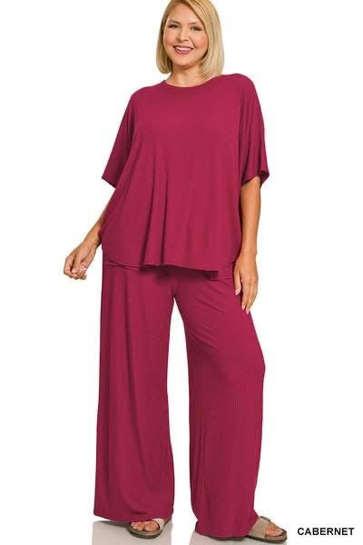 Relaxed Fit Lounge Set-Cabernet