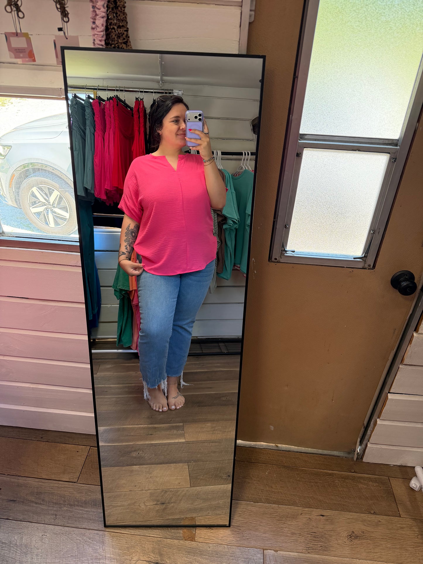 Summer Airflow Top-Fuchsia