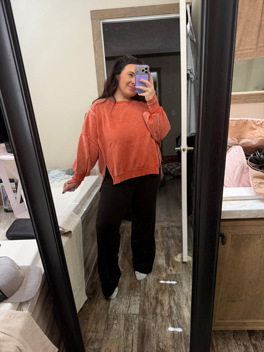 Oversized Sweatshirt-Burnt Orange