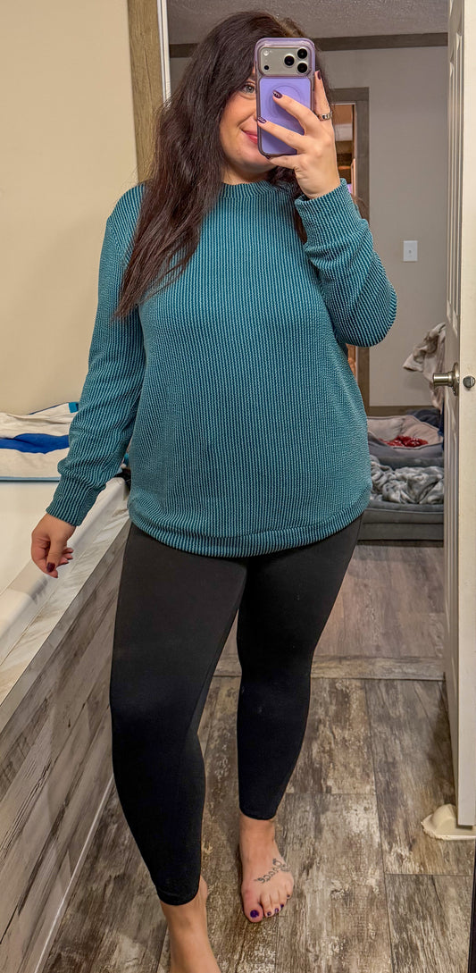 Ribbed Long Sleeve-teal