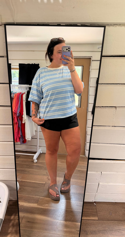 Blue and White Striped Tee