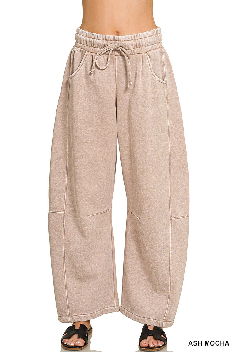Acid Wash Barrel Sweatpants-Ash Mocha