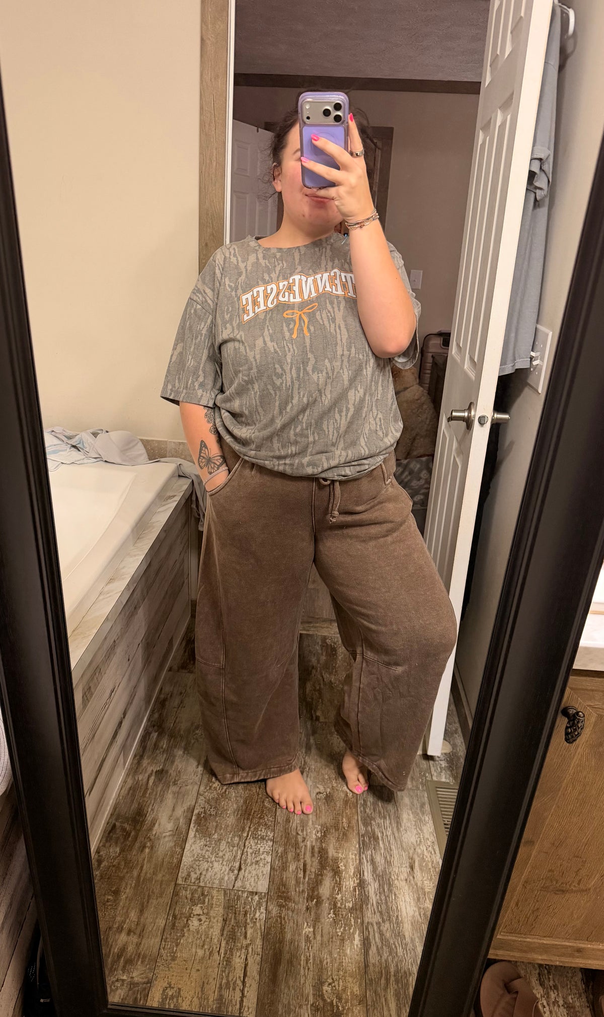 Acid Wash Barrel Sweatpants-Mocha