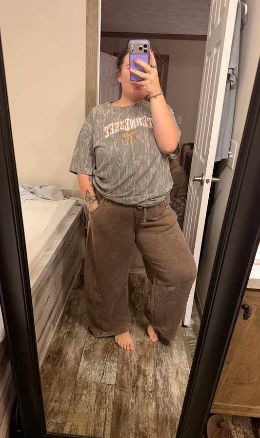 Acid Wash Barrel Sweatpants-Mocha