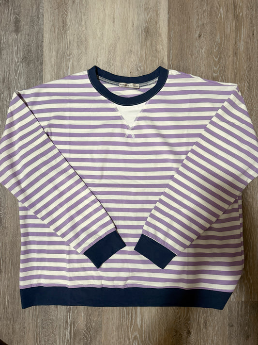 Striped Pullover-Lavender/Navy
