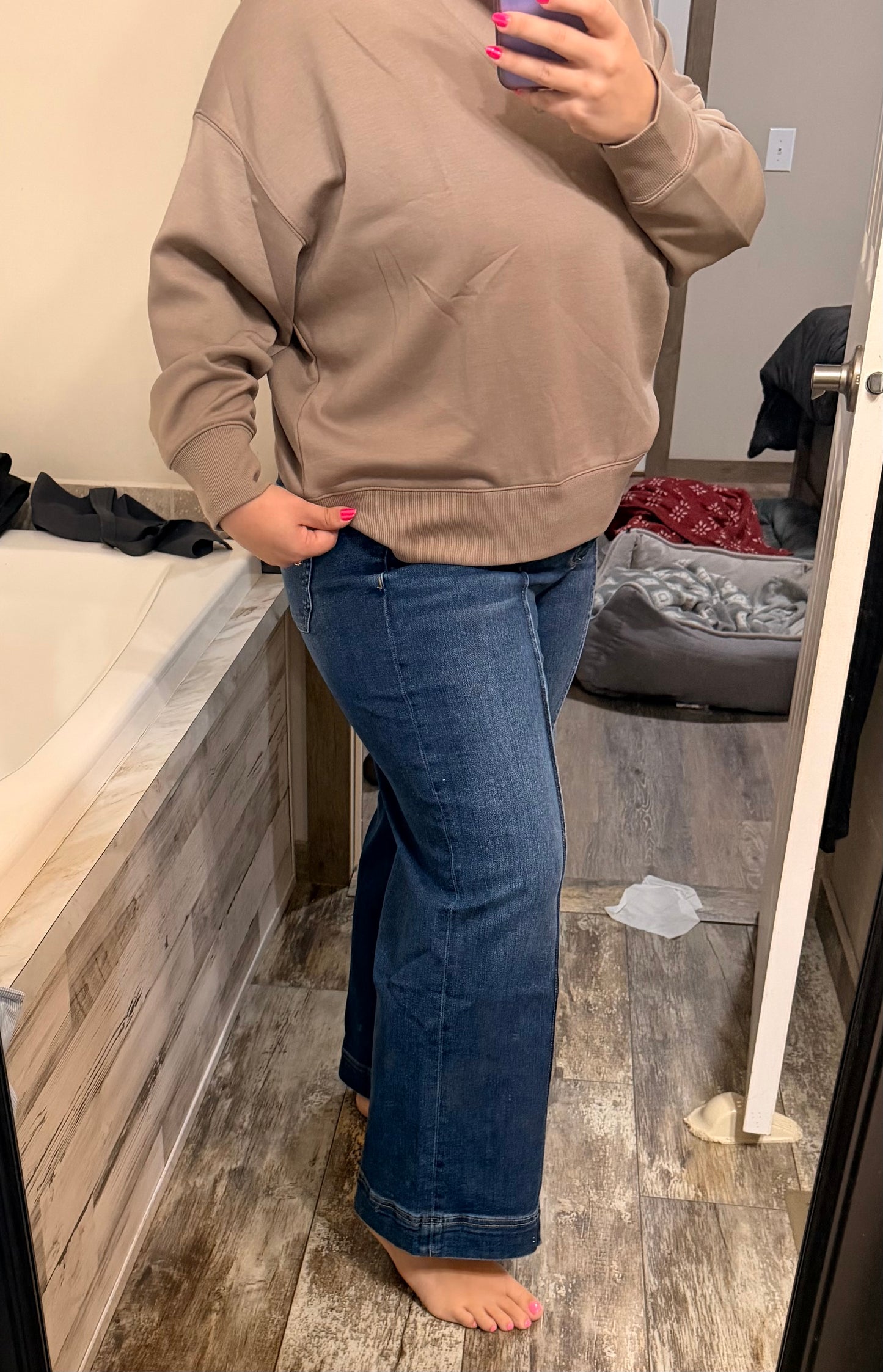 High Rise Pintuck Denim