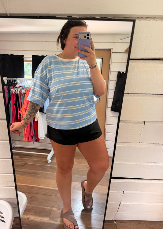Blue and White Striped Tee