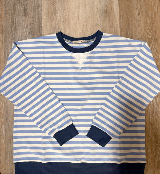 Striped Pullover-Blue/Navy