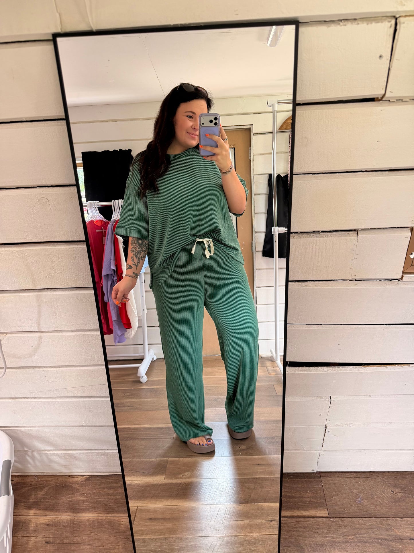 PLUS Hunter Green Ribbed set