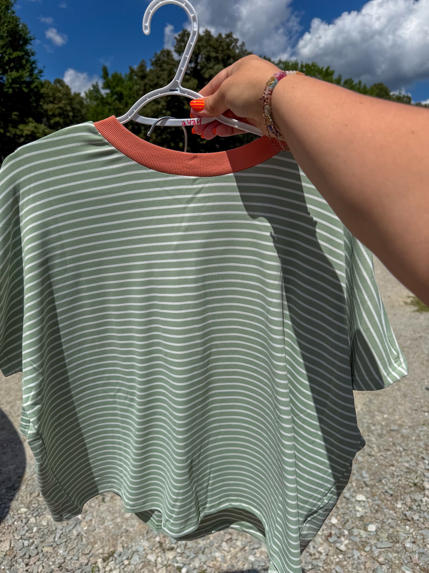 Relaxed Striped short set-Pistachio