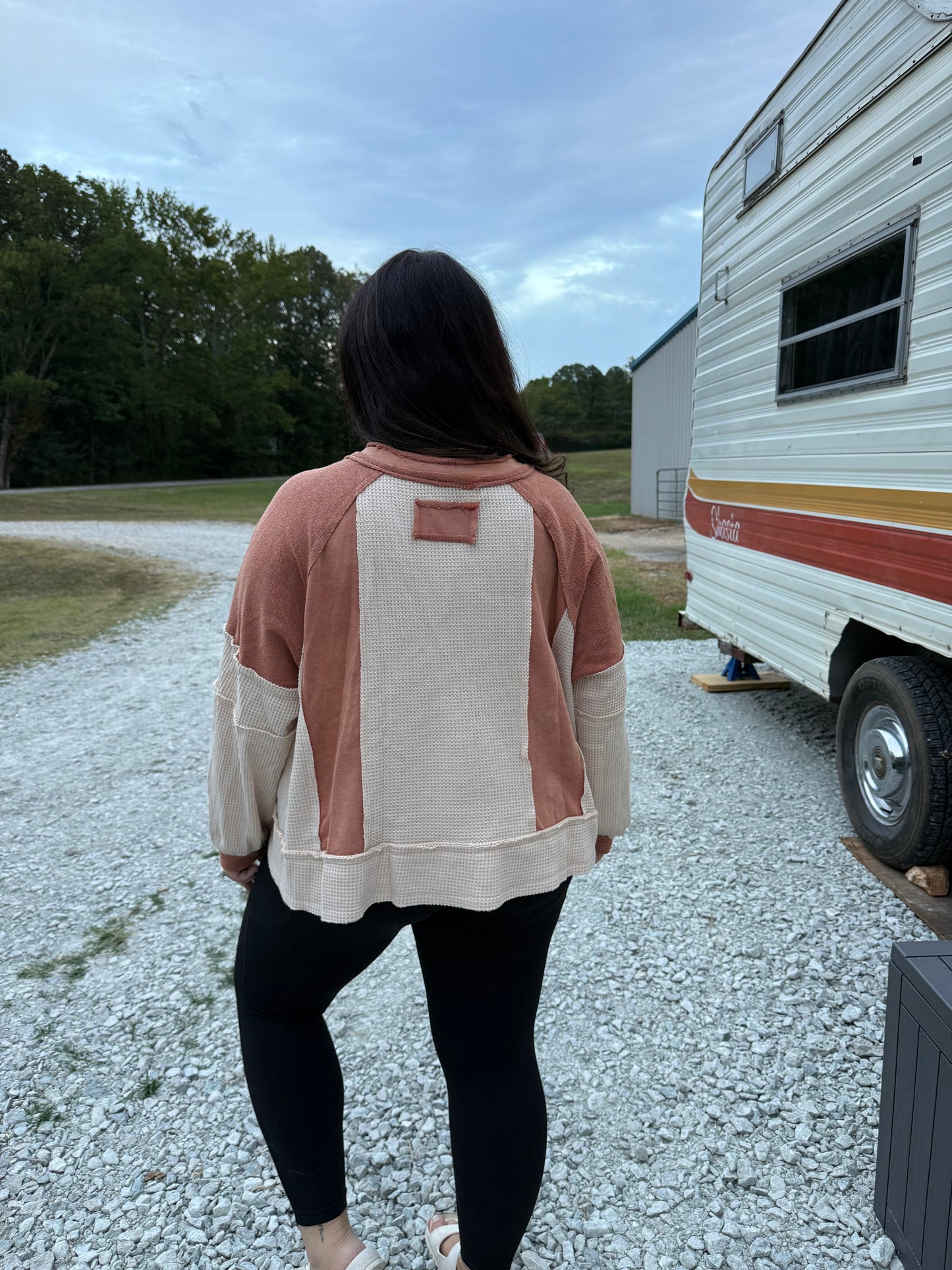 Contrast Long Sleeve Top