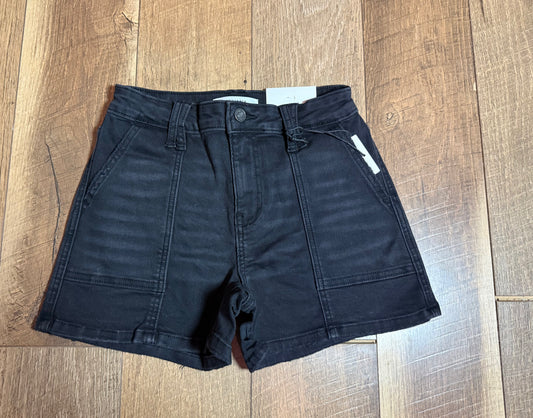 Black Utility Pocket Denim Short