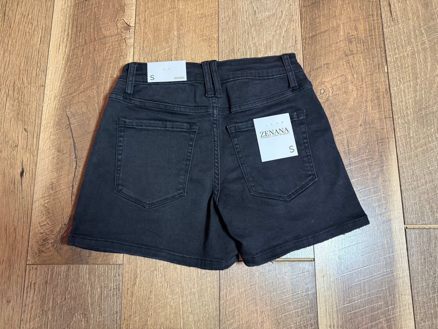 Black Utility Pocket Denim Short
