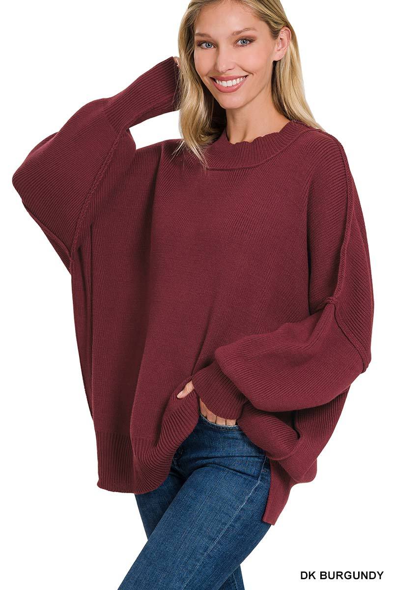 Chunky Oversized Sweater- Burgundy