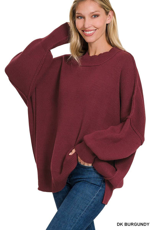 Chunky Oversized Sweater- Burgundy