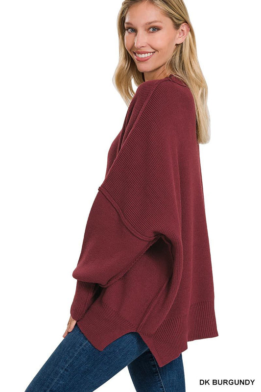 Chunky Oversized Sweater- Burgundy