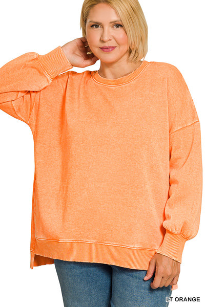 Acid Wash Pullover with pockets-orange