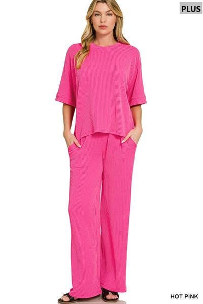 PLUS Hot Pink Ribbed set