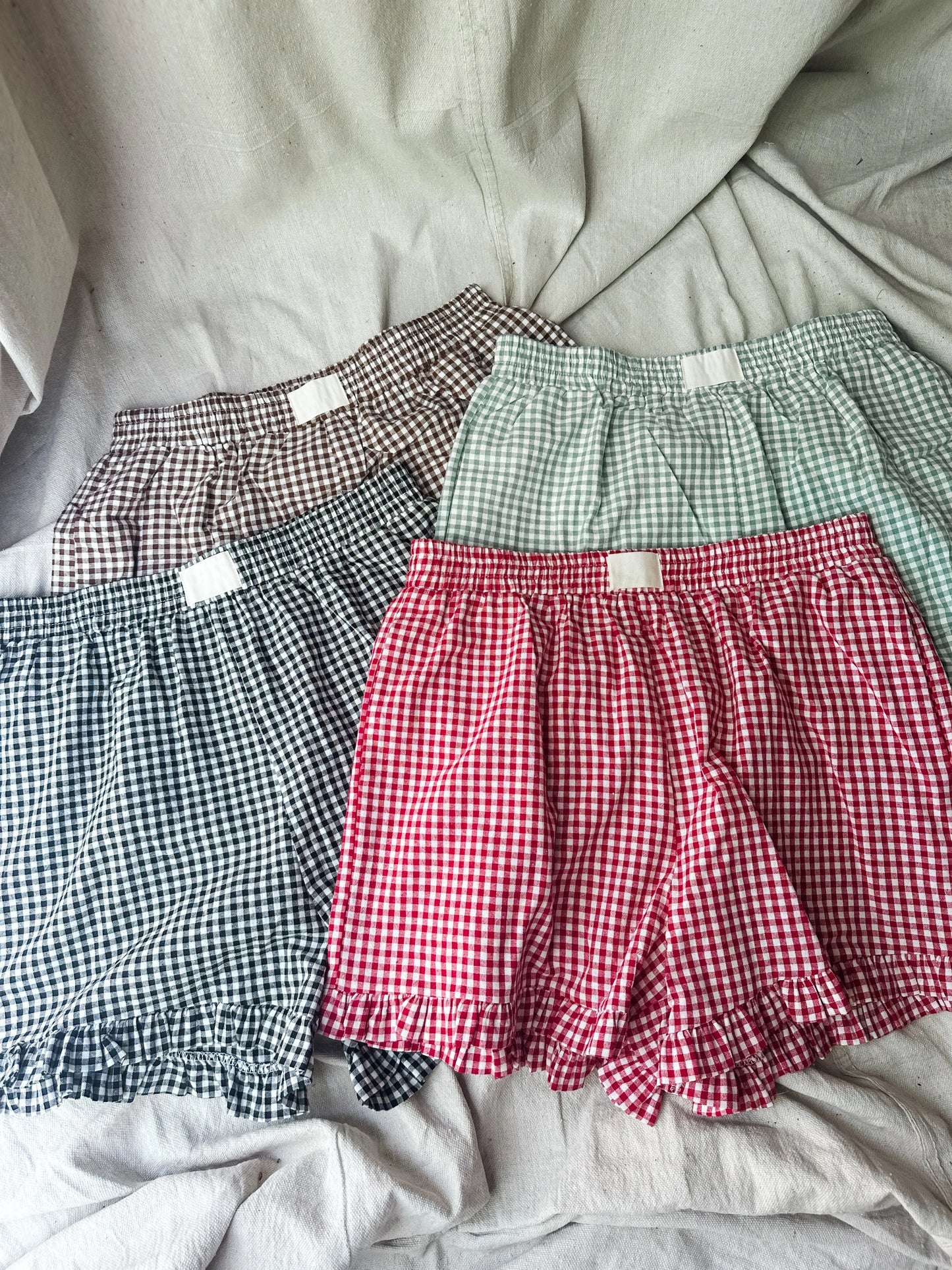 Gingham Ruffle Shorts PREORDER